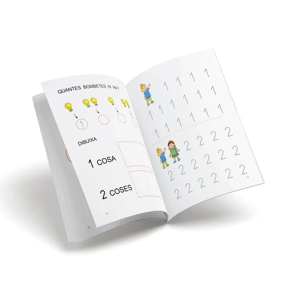 Quadern de matemàtiques 01 - Nou set Juguem amb els nombres - L'1 i el 2 - infantil