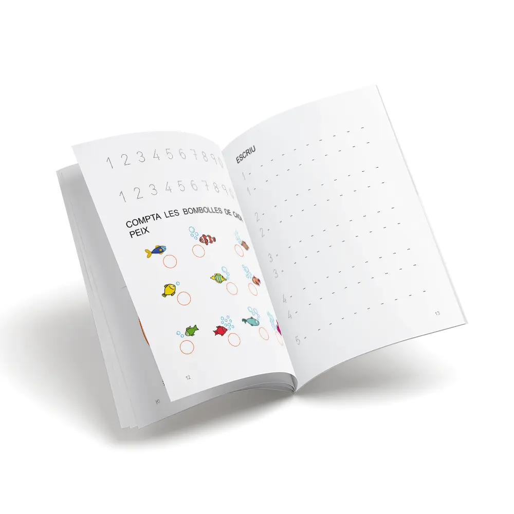 Quadern de matemàtiques 05 - Nou set Juguem amb els nombres - El 9 i el 0 - infantil