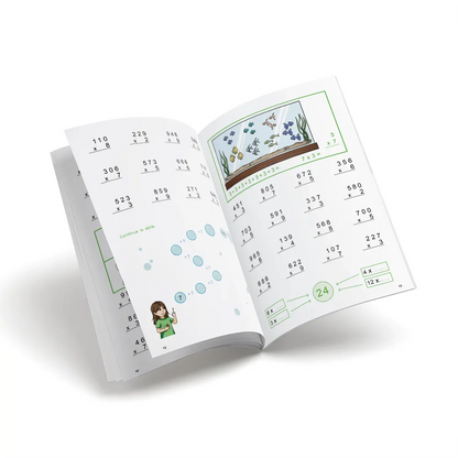 Quadern de matemàtiques - Nou set Càlcul 5A Multiplicacions per una xifra amb més dificultat - primària
