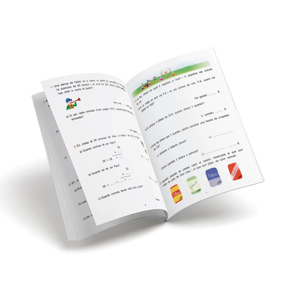 Quadern de matemàtiques primària - 7 de raonar - nº 6 Sumar i restar. Multiplicar per més d'una xifra