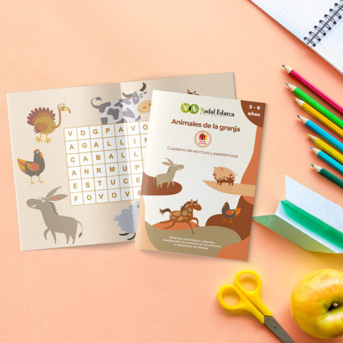 Quadern d'escriptura i passatemps - Animales de la granja - infantil