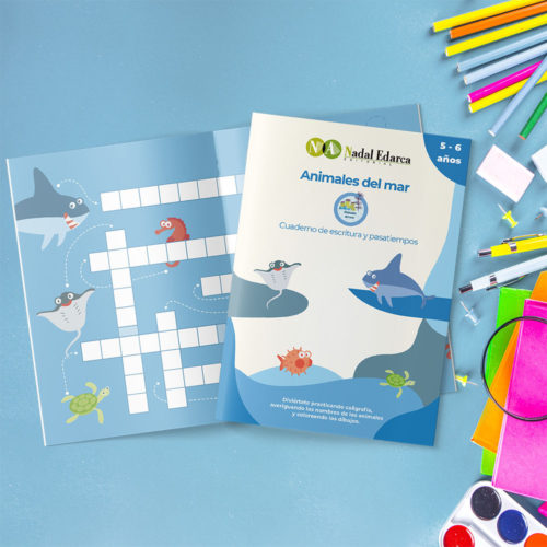 Quadern d'escriptura i passatemps - Animales del mar - infantil